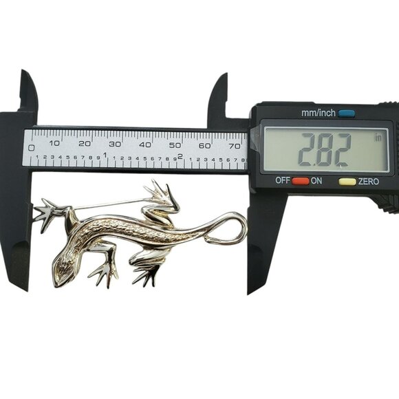 Sterling Silver Lizard Brooch Pin Textured D'Molino Mexico 925 17g TM-90 Iguana - Picture 7 of 10